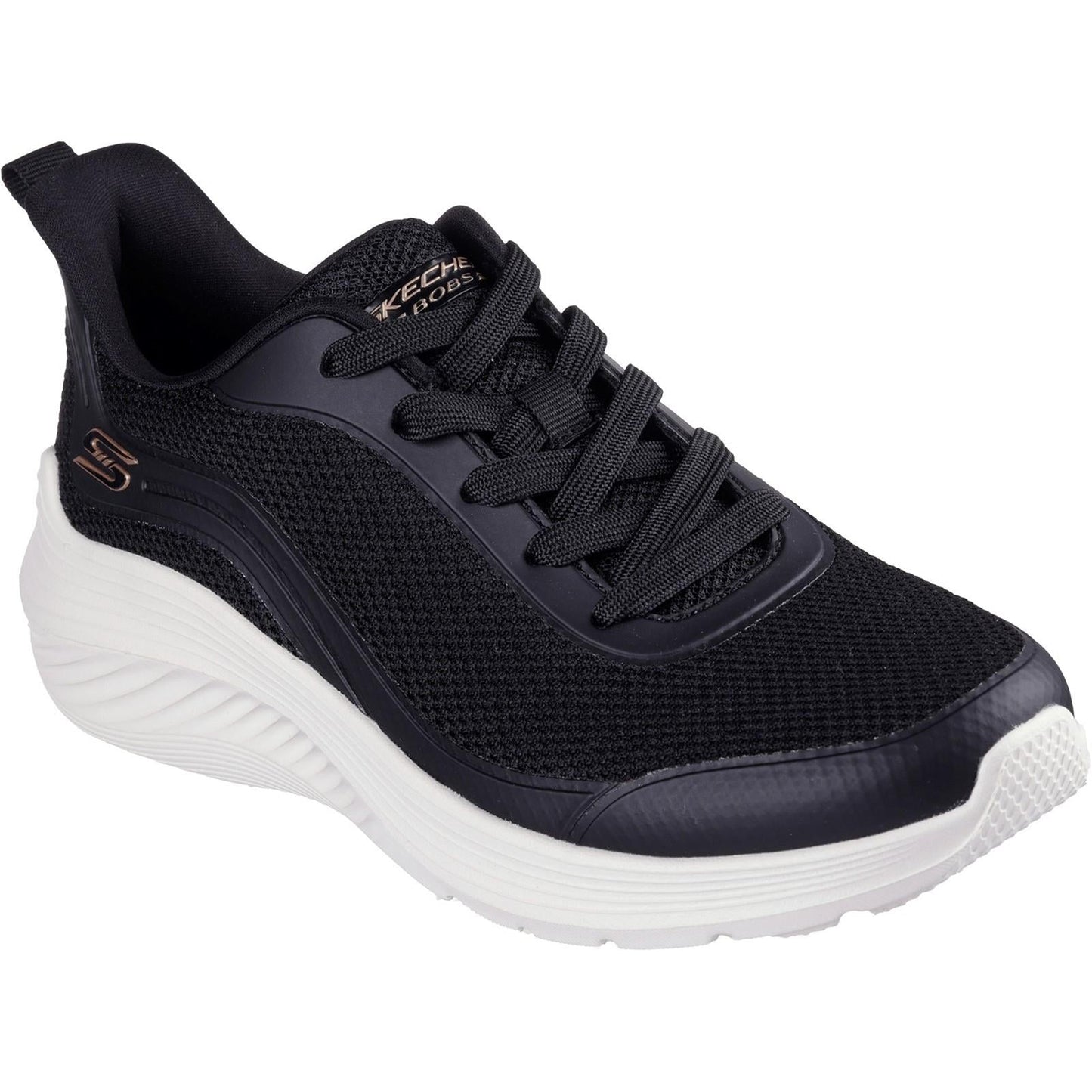 Women's Wide Fit Skechers 117483 Bobs Sport Squad Waves Still Wading Trainers