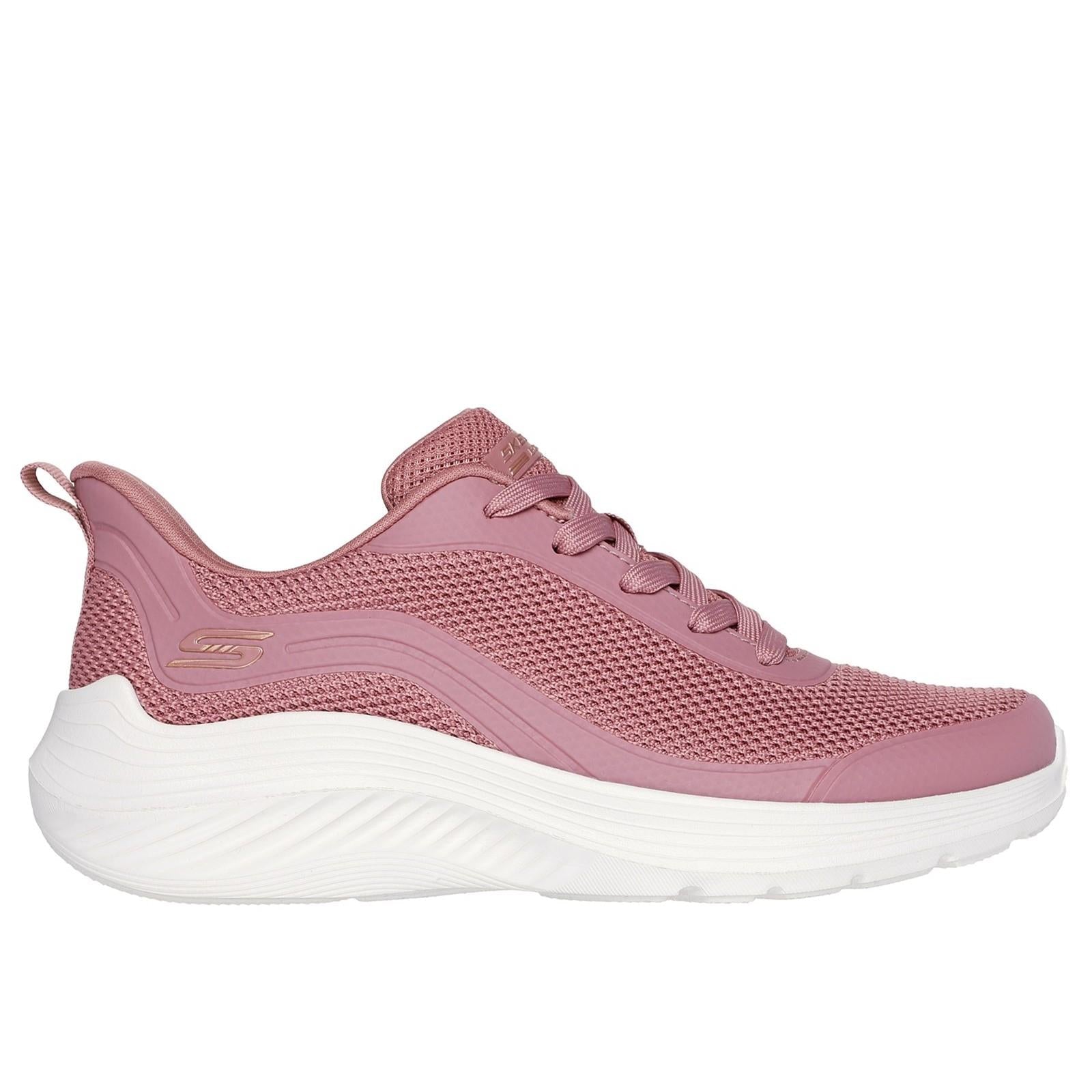 Women's Wide Fit Skechers 117483 Bobs Sport Squad Waves Still Wading Trainers