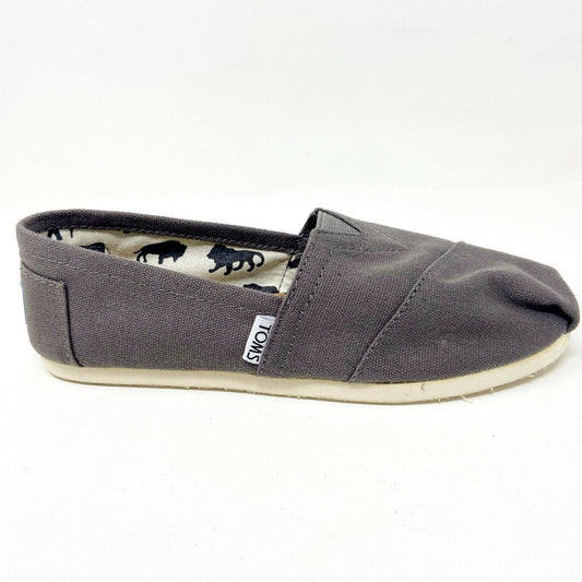 Toms Classics Ash Gray Womens Slip On Casual Canvas Flat Shoes