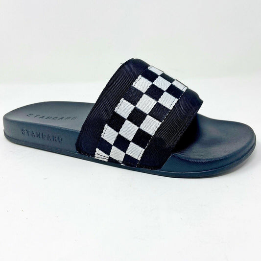 STNDRD Standard Los Angeles Monaco Checkerboard Black White Mens Slides Sandals